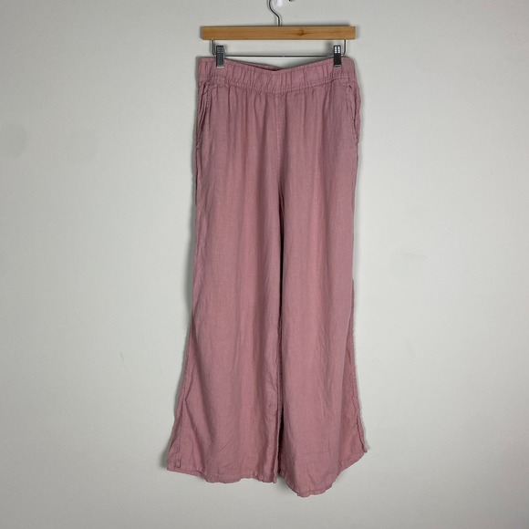 Sigrid Olsen Pants - Sigrid Olsen Linen Wide Leg Pants Womens Large Pink Pull On Casual Coastal